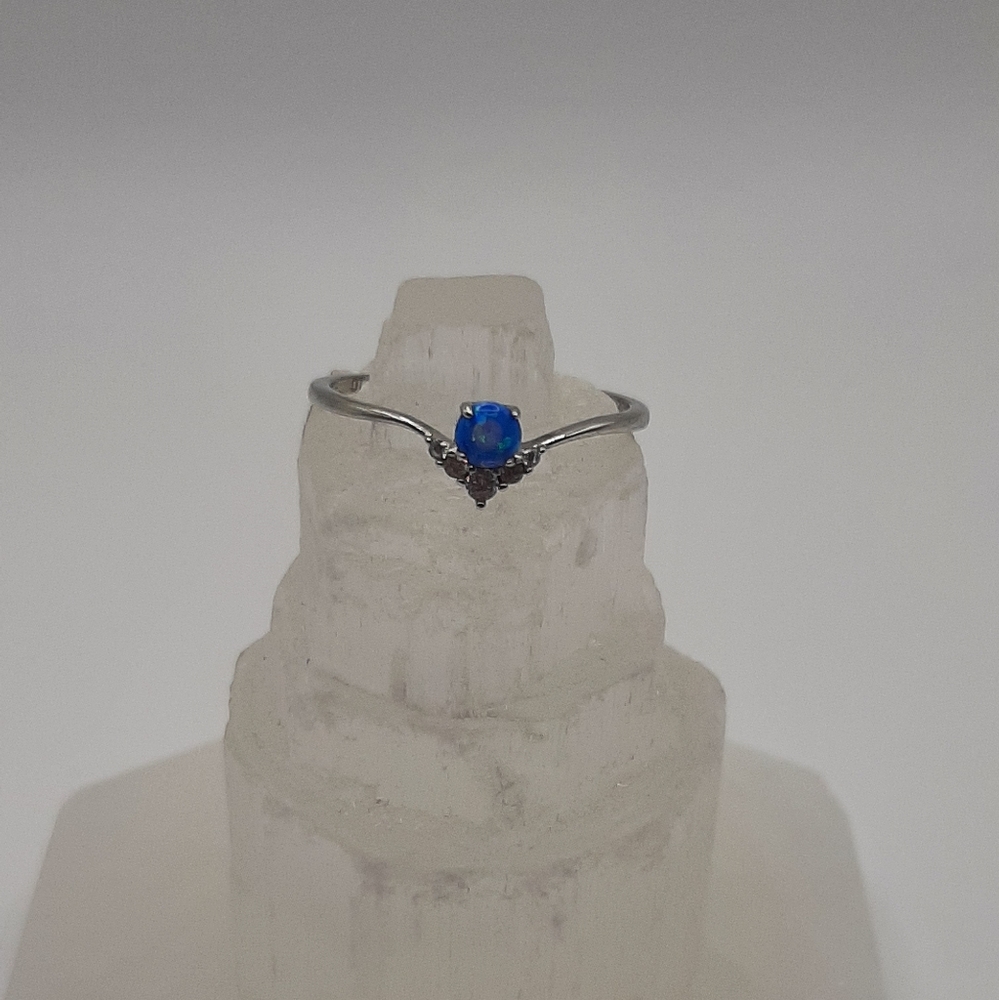R1004 Sterling Silver Blue Opal Ring - Charmed Aroma